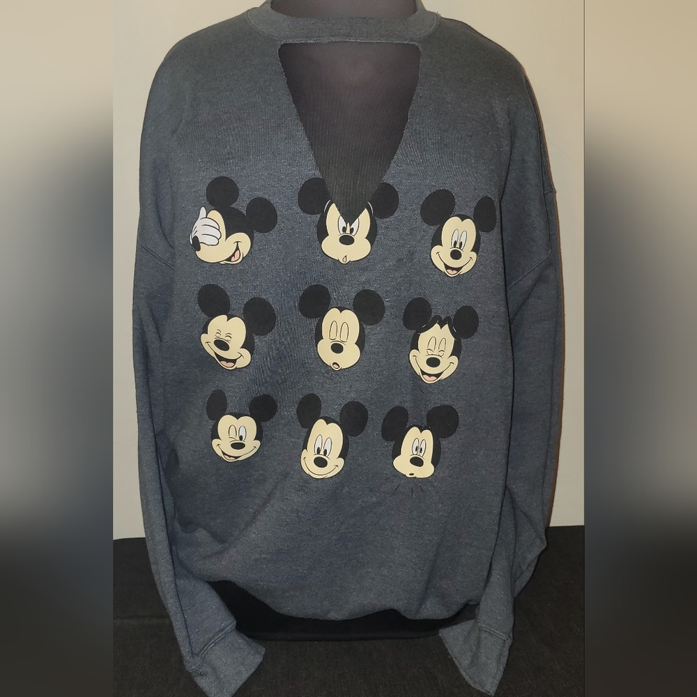 Disney Men's V-Neck Sweater with Mickey Mouse Faces